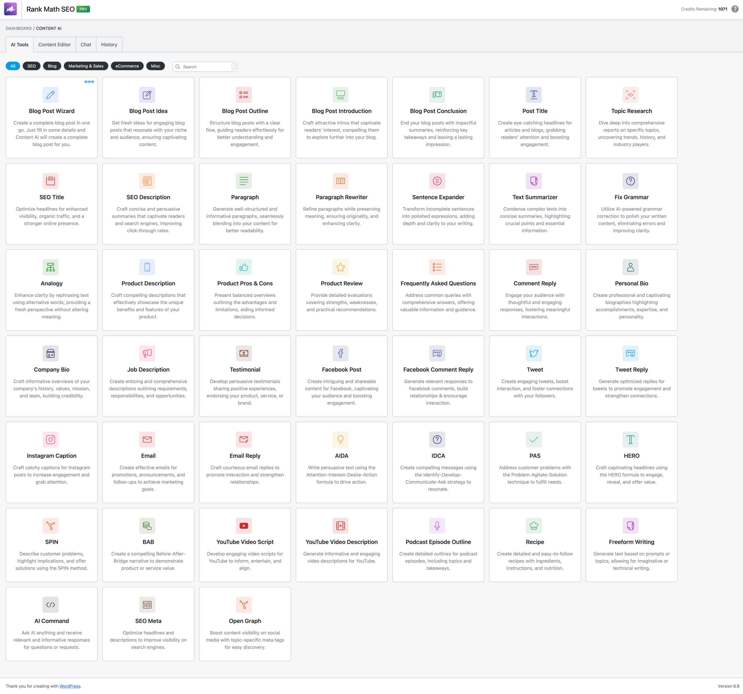 SEO tools and content templates overview