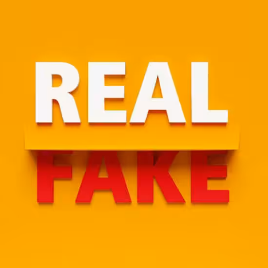 Text contrasting real and fake